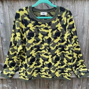 B.yu Made in Italy Alpaca Wool Blend Camouflage Crew Neck Long Sleeve Sw…